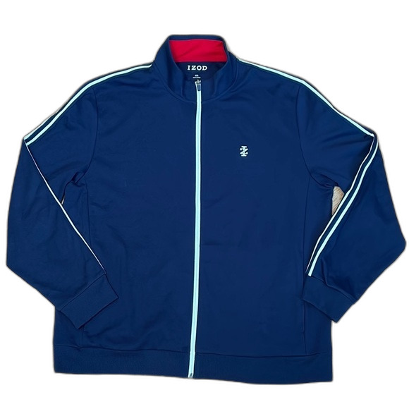 Men IZOD Advantage Performance Track Full Zip Jacket size XXL Navy Blue B39 - Picture 1 of 7